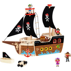 Tooky Toy Pirate Ship Wooden Figurines Set