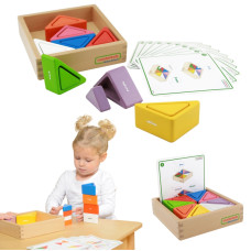 Masterkidz Wooden Game for Children Colorful Blocks and Cups Triangles Montessori