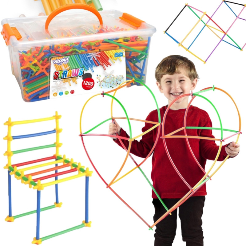 Woopie Klocki Konstrukcyjne Kolorowe Słomki 1200 el.