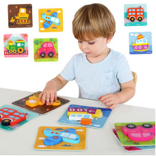 Tooky Toy Montessori koka bloku finierzāģa puzles komplekts, 33 gabali. + 6 dēļi