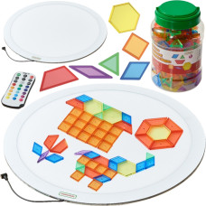 Masterkidz Apaļš LED krāsains gaismas panelis + Montessori mozaīkas bloki 140 gab.