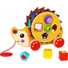 Tooky Toy Large Wooden Hedgehog Sorter For Pulling 2in1