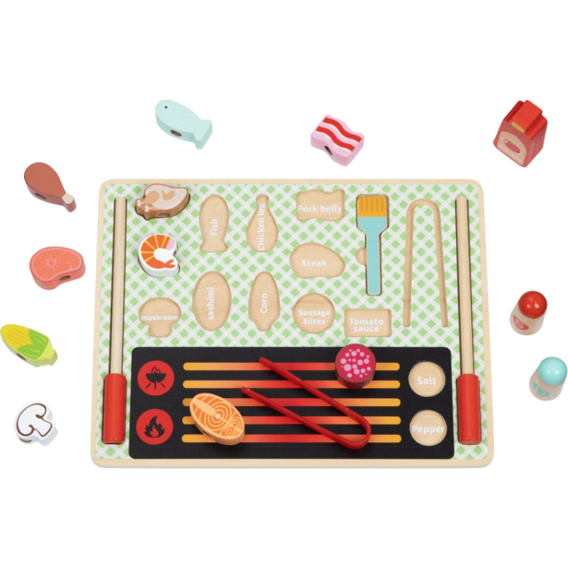 Tooky Toy Drewniany Zestaw do Grillowania Tablica Edukacyjna