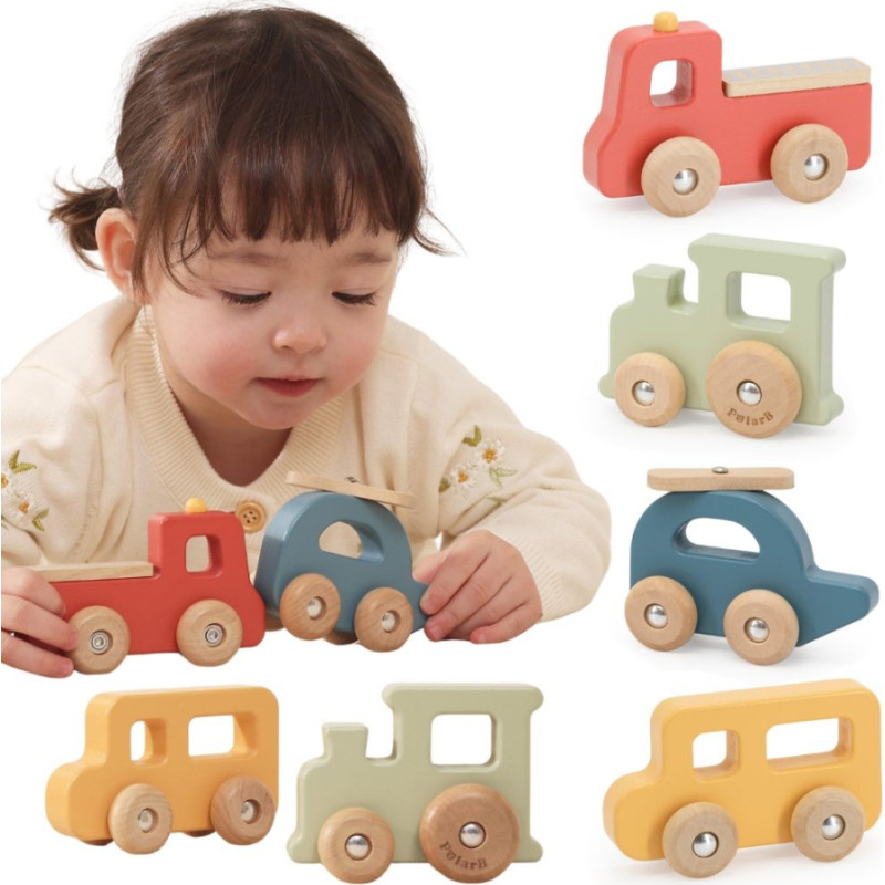 Viga Toys VIGA Zestaw Drewnianych Kolorowych Pojazdów 4szt. z Serii PolarB