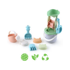 Woopie GREEN Sand Bucket Set with Reel 9 pcs. BIODEGRADABLE ORGANIC MATERIAL