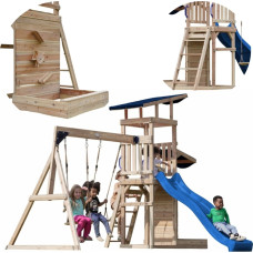 AXI Wooden Large Playground Swings Slide Tower + Sandbox