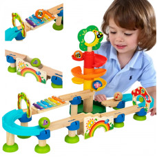 Tooky Toy Wooden Musical Ball Track, Ball Track, 44 pcs.