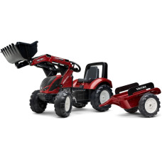 Falk Valtra Burgundy Pedal Tractor with Trailer and Bucket for 3 years