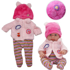 Woopie Doll clothes set: Sheep jacket, hat + bodysuit, 43-46 cm