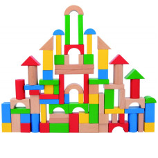 Tooky Toy Krāsaini koka bloki Montessori figūru salikšanai