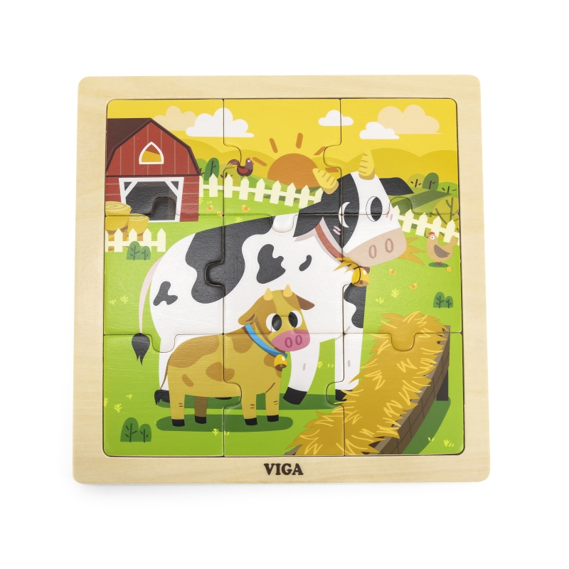 Viga Toys VIGA Handy Wooden Fadge Puzle, 9 gab