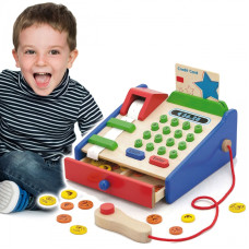 Viga Toys Koka veikala kases aparāts ar Montessori skenera piederumiem