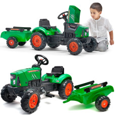 Falk Supercharger Green Tractor with Opening Hood and Trailer for 2 years