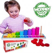 Woopie GREEN Puzzle Learning Skaitīšana un krāsas Montessori 56 gab.