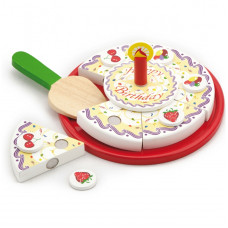Viga Toys Wooden Birthday Cake Set for Cutting with Velcro