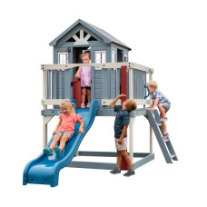 Backyard Discovery Wooden Playground House with Slide and Sandbox