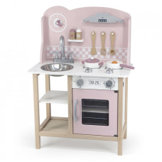 Viga Toys VIGA PolarB koka virtuve ar sudrabu - rozā aksesuāriem