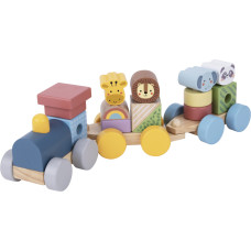 Tooky Toy Koka vilciens ar dzīvniekiem Montesori mīklu