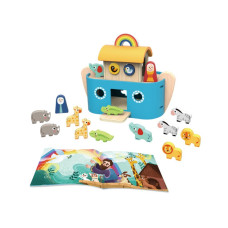 Tooky Toy Koka Noasa šķirsta formas šķirotājs, figūriņas + ilustrēta 19. grāmata El.
