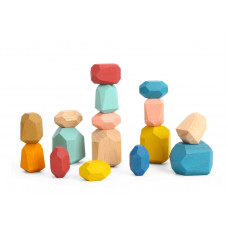 Tooky Toy Wooden Blocks Balancing Pebbles Montessori Educational 16 pcs. FSC certified