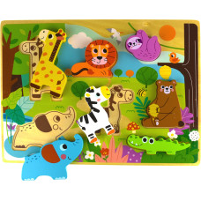 Tooky Toy Wooden Puzzle Montessori Animals in the Forest Match the Shapes