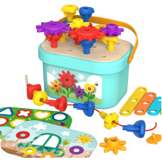 Tooky Toy Головоломки Монтессори с колышками в коробке, нитевдеватель