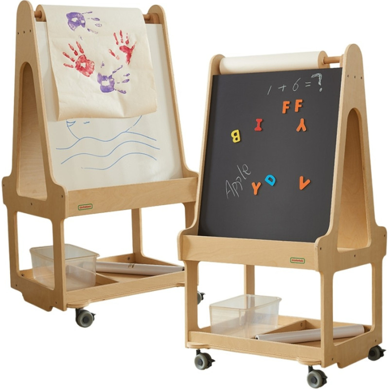 Masterkidz Double-Sided Dry Erase Board 3-in-1 Easel on Wheels