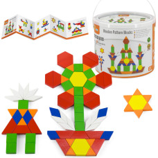 Viga Toys VIGA Wooden Flat Blocks in a bucket 250 Montessori elements
