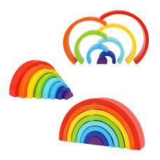 Tooky Toy Koka Rainbow Puzzle Blocks Creative Montessori FSC sertificēts