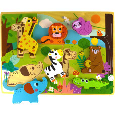 Tooky Toy Wooden Puzzle Montessori Animals in the Forest Match the Shapes