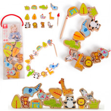 Classic World Wooden Threading Blocks ZOO 13 pcs.