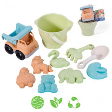 Woopie GREEN Sand Bucket Set with Car 11 pcs. BIODEGRADABLE ORGANIC MATERIAL