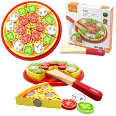 Viga Toys Wooden pizza for cutting with toppings