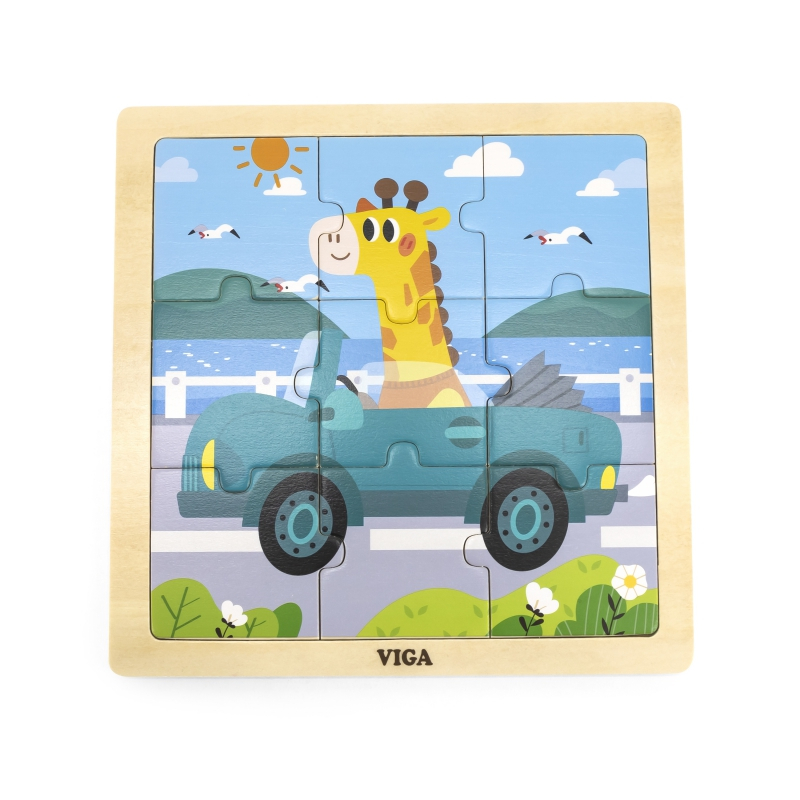 Viga Toys VIGA Handy Деревянный пазл Жираф в машине, 9 деталей