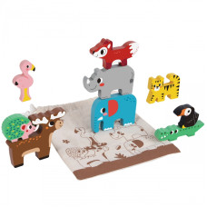 Tooky Toy Wooden Blocks Puzzle Animals Montessori 9 pcs.