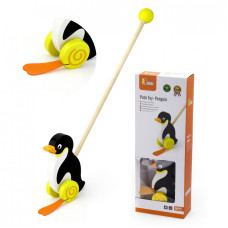 Viga Toys Koka pingvīnu ratiņi