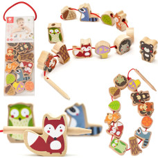 Classic World Wooden Stringing Blocks Forest Animals 13 pcs.