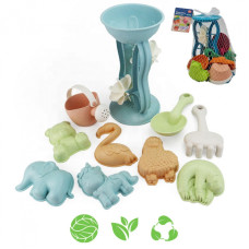 Woopie GREEN Sand Set with Reel and Watering Can 10 pcs. BIODEGRADABLE ORGANIC MATERIAL