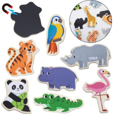 Viga Toys VIGA Drewniane Magnesy Dzikie Zwierzęta – Kolorowe Magnesy Edukacyjne 18M+