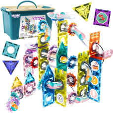 Woopie Klocki Magnetyczne Konstrukcyjne 3D Zestaw Edukacyjny Tor Kulkowy Kulodrom 126el.
