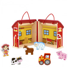 Tooky Toy Portable Barn with Farmer and Animals