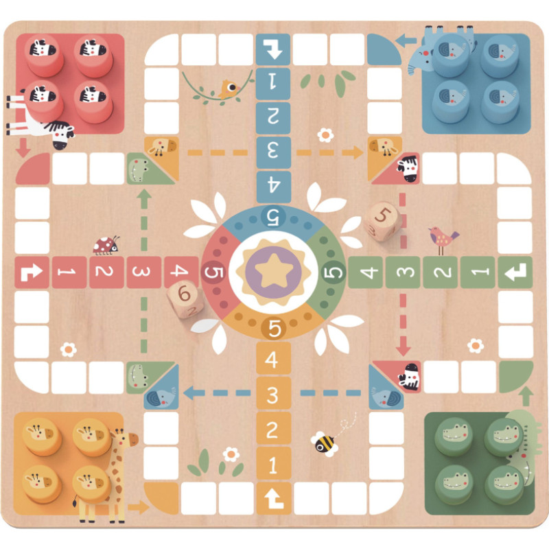 Tooky Toy Loģikas galda spēles 2in1 Ludo ķīniešu + Free the Animals