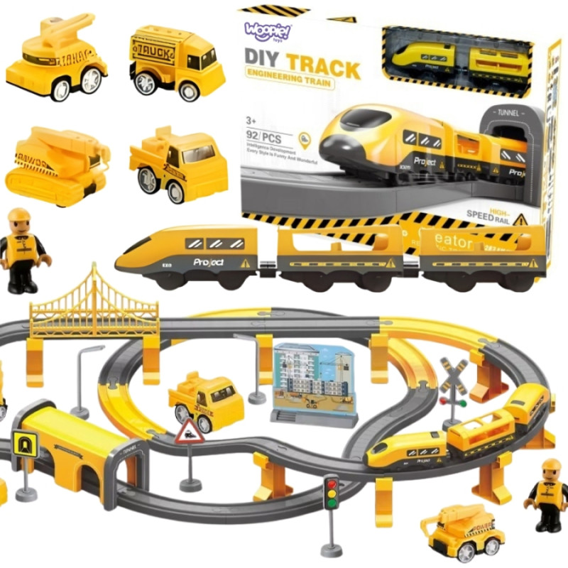 Woopie Kolejka Elektryczna Lokomotywa Ekipa Budowlana Zestaw 92el.