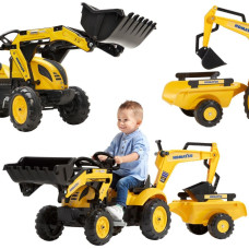 Falk Komatsu Pedal Tractor with Excavator Bucket and Trailer
