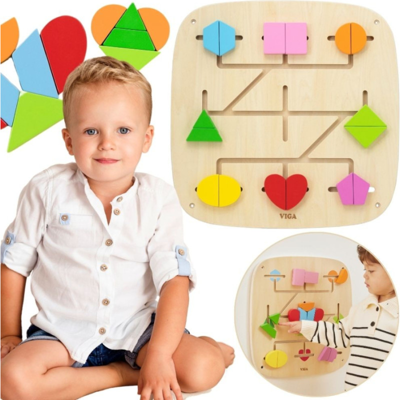 Viga Toys VIGA Wall Activity Panel with 16 Movable Elements