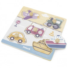 Viga Toys VIGA PolarB Wooden Puzzle Vehicles with Pins