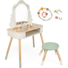Classic World Drewniana Toaletka z Lustrem Krzesełkiem i Akcesoriami Pastelowa