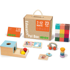 Tooky Toy Box XXL Box Montessori izglītojošs 6in1 sensors 7-12 mēneši