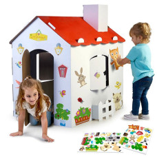 Feber Large Cardboard Coloring House + Stickers