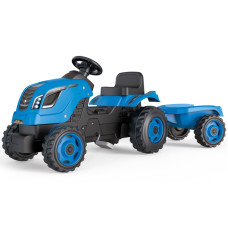 Smoby Синий педальный трактор XL с прицепом